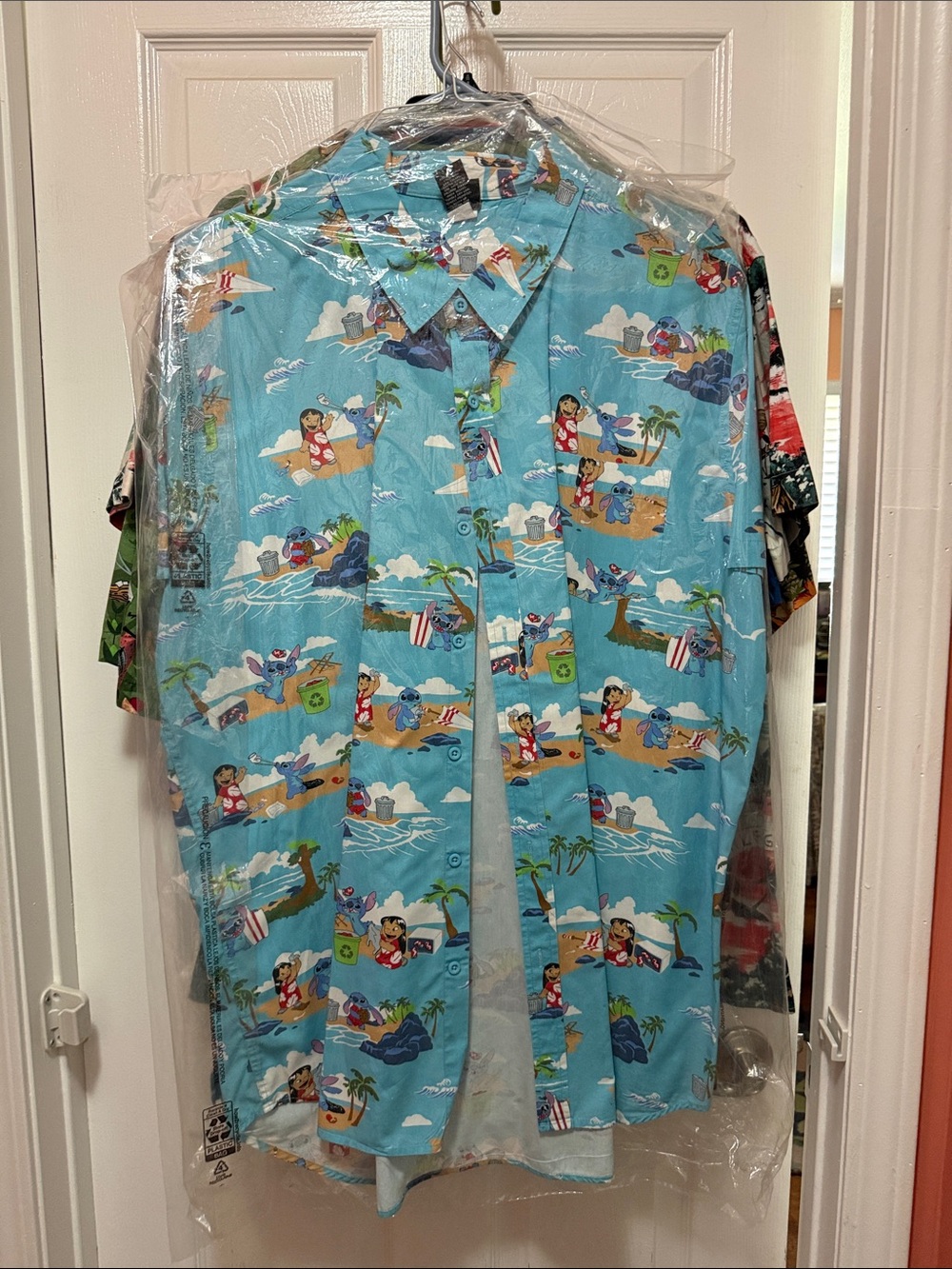 Disney Light Blue Hawaiian Print Short-Sleeve Button-Up Shirt
